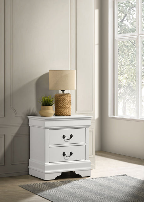 Louis Philippe 2-drawer Nightstand Bedside Table White - Tampa Furniture Outlet