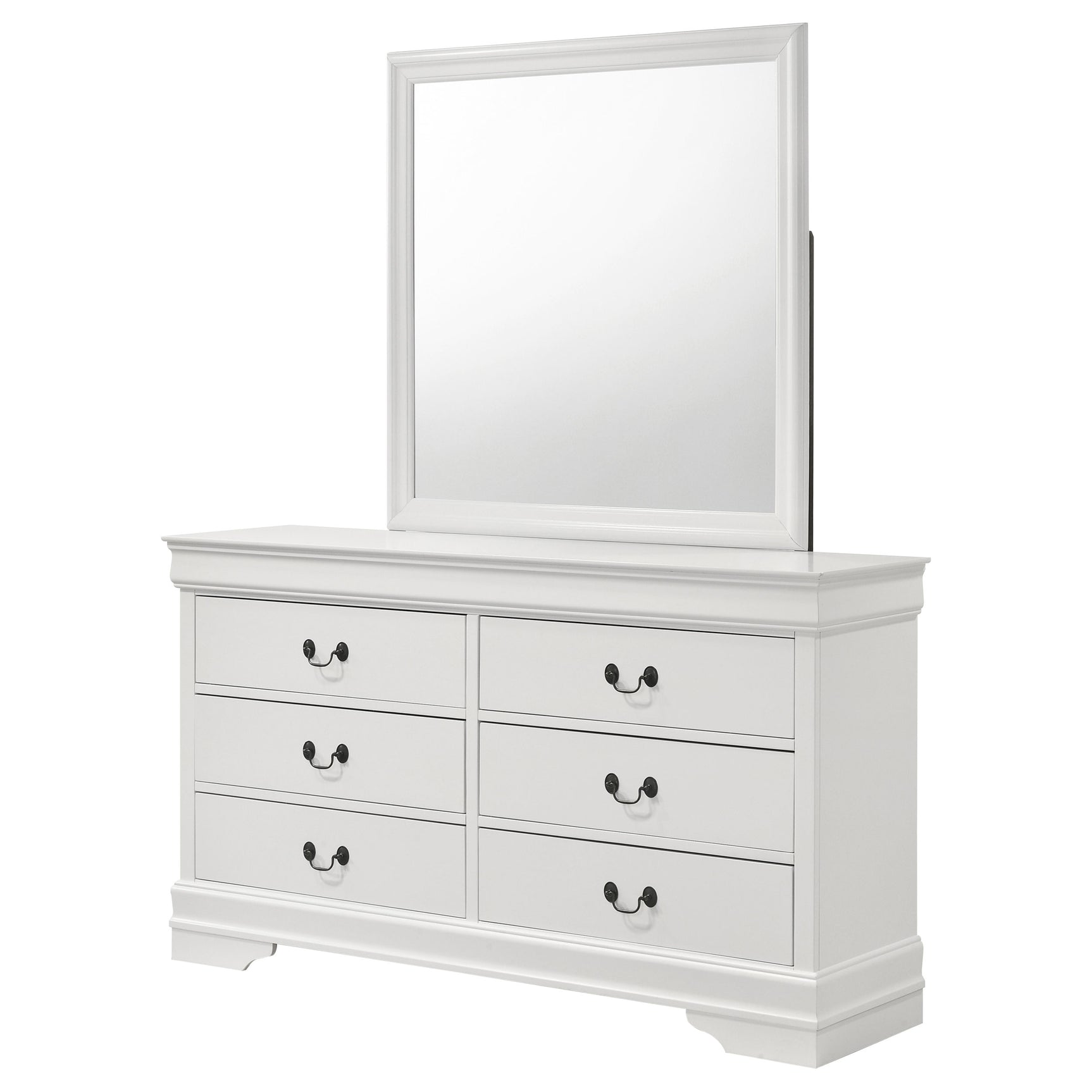 Louis Philippe 6-drawer Dresser and Mirror White - Tampa Furniture Outlet