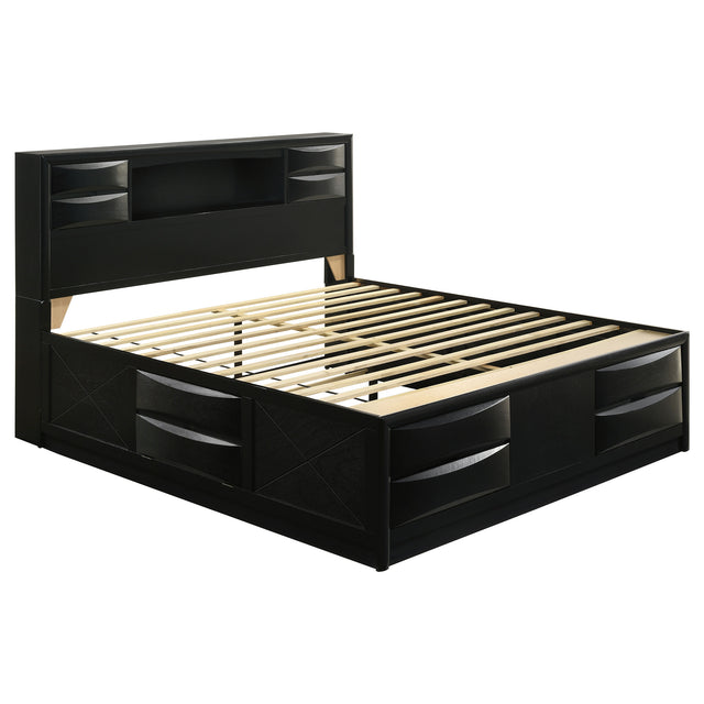 Tampa Furniture Outlet - Coaster - Briana Wood California King Storage Bookcase Bed Black - 202701KW