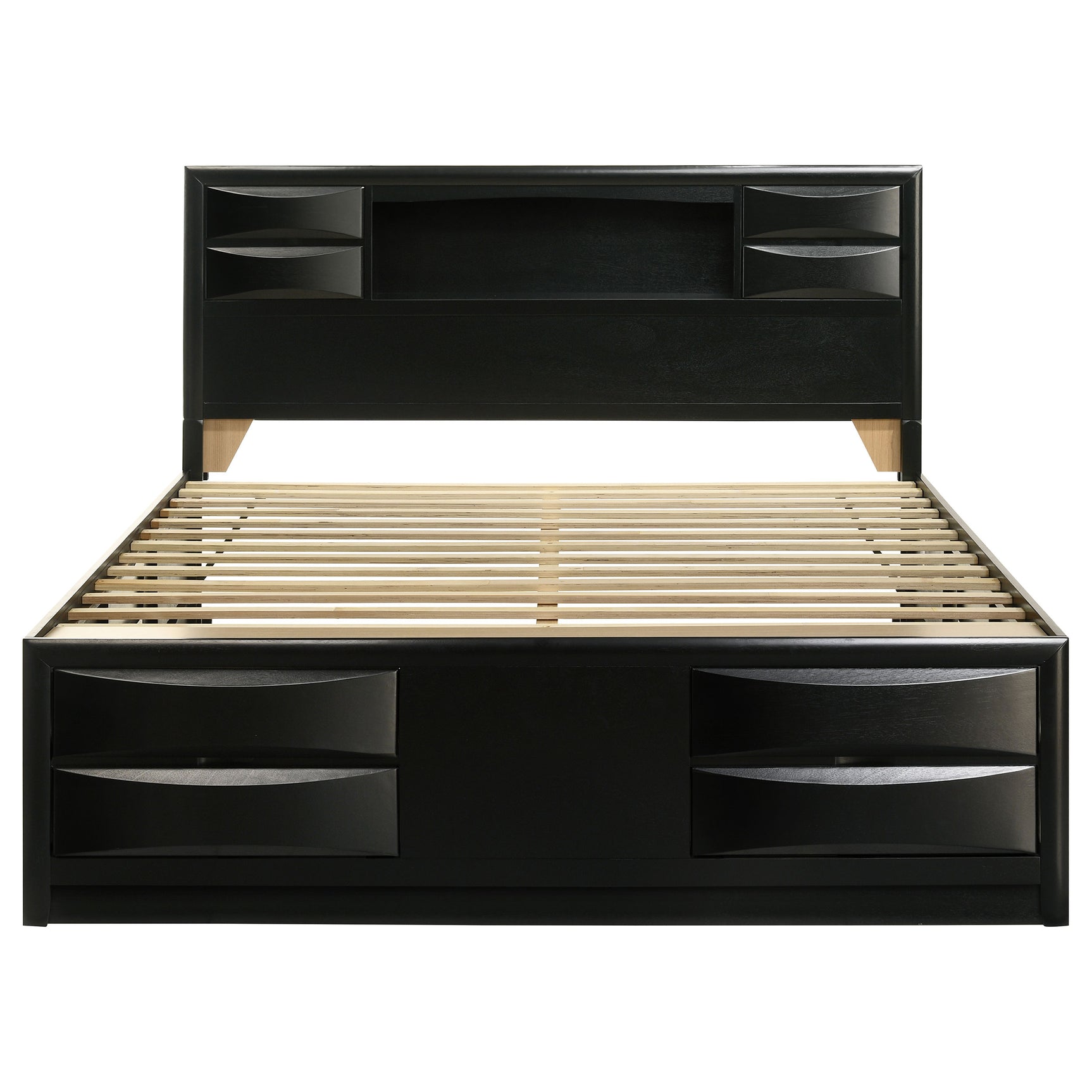 Briana Wood California King Storage Bookcase Bed Black - Tampa Furniture Outlet