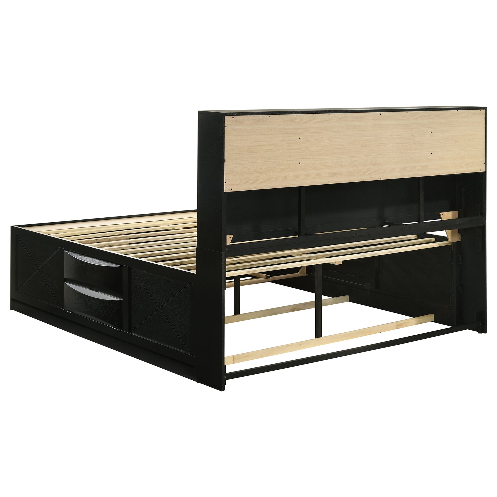 Briana Wood California King Storage Bookcase Bed Black - Tampa Furniture Outlet