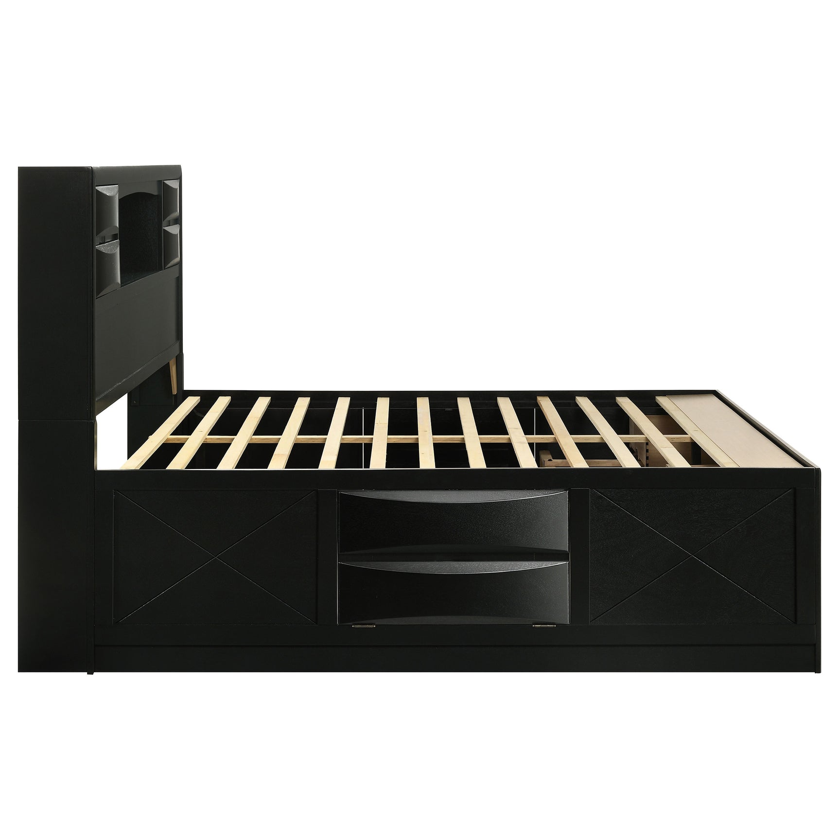 Briana Wood California King Storage Bookcase Bed Black - Tampa Furniture Outlet