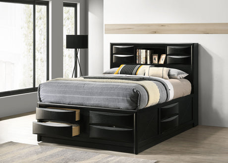 Briana Wood Queen Storage Bookcase Bed Black - Tampa Furniture Outlet