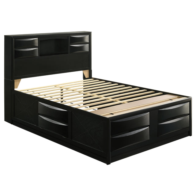 Tampa Furniture Outlet - Coaster - Briana Wood Queen Storage Bookcase Bed Black - 202701Q