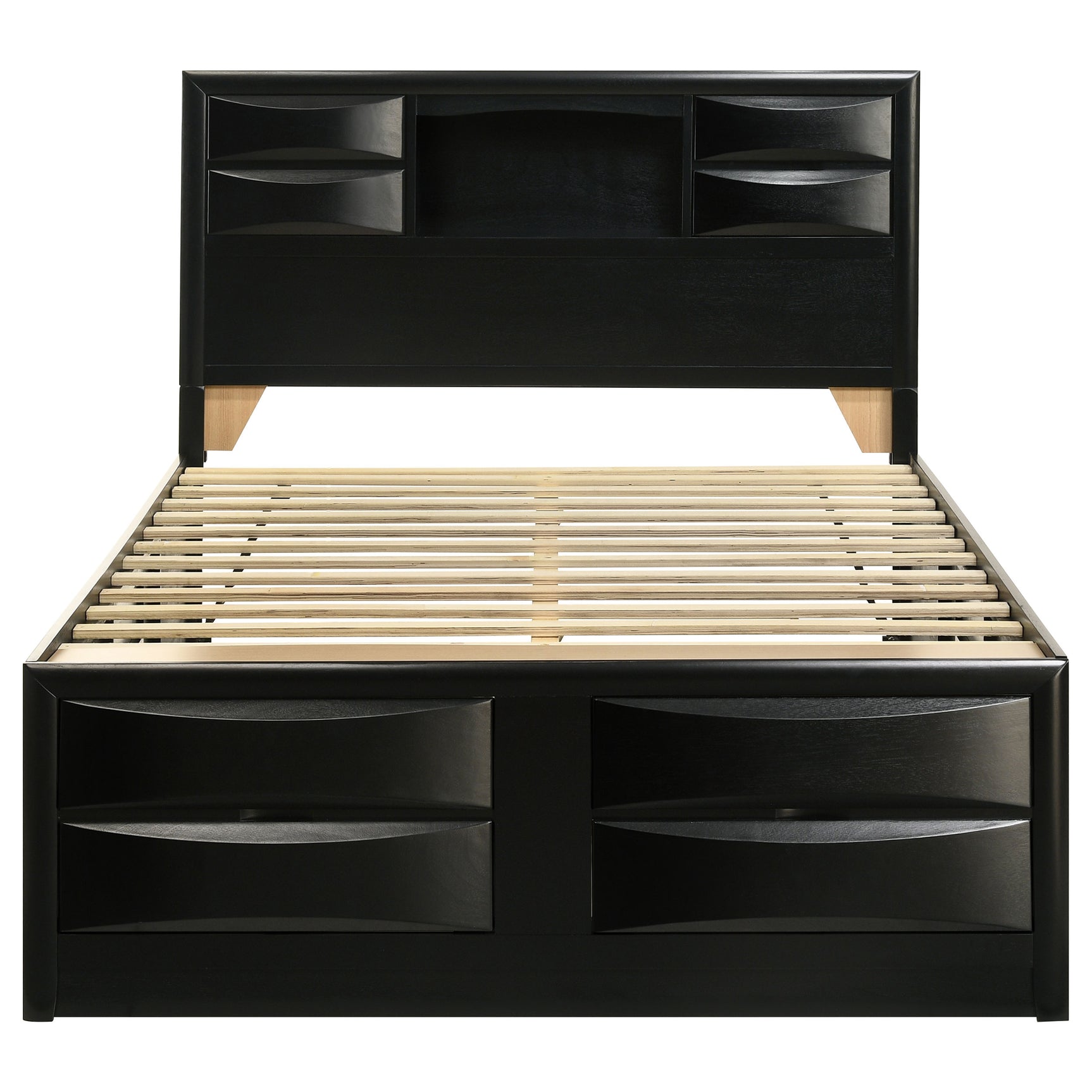 Briana Wood Queen Storage Bookcase Bed Black - Tampa Furniture Outlet