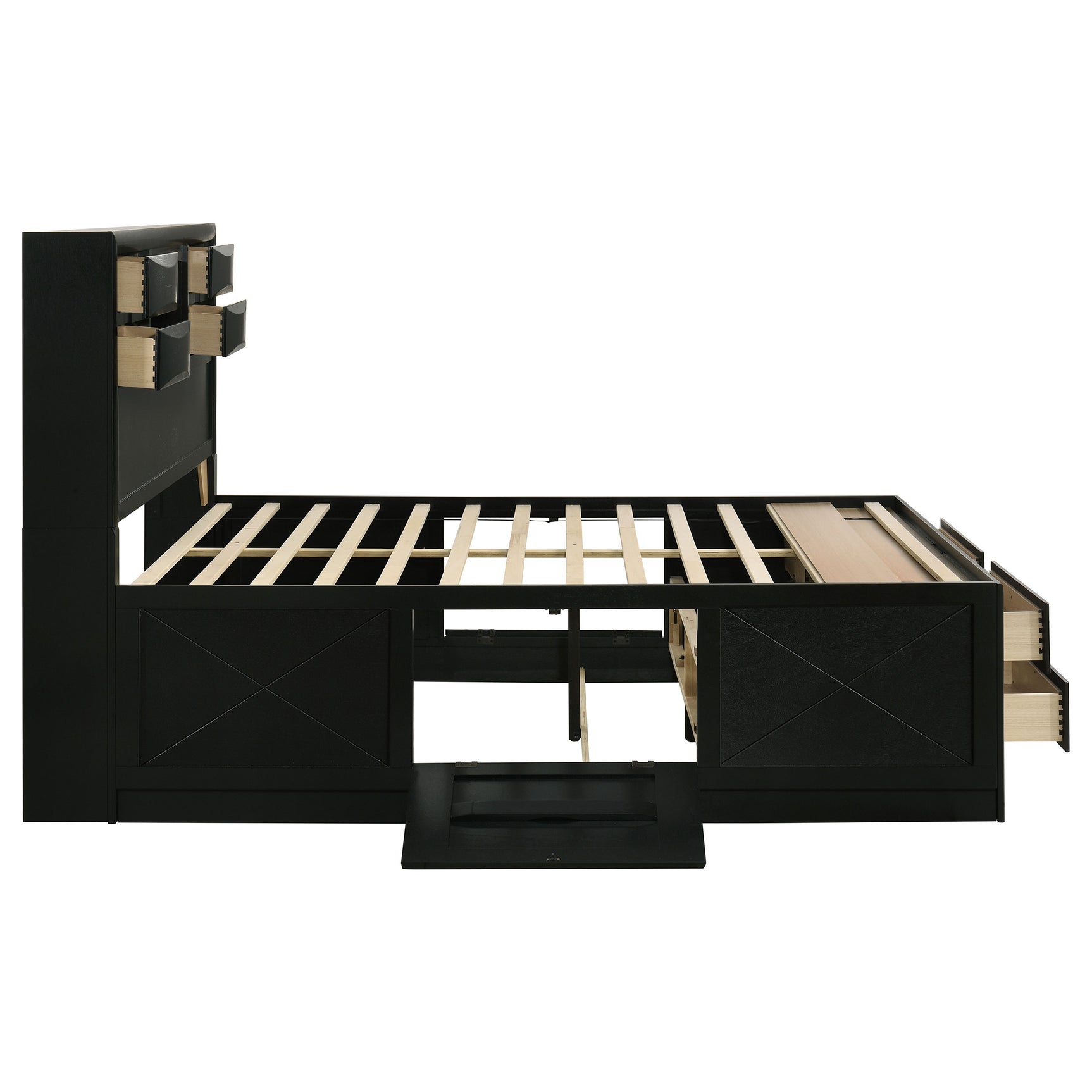 Briana Wood Queen Storage Bookcase Bed Black - Tampa Furniture Outlet
