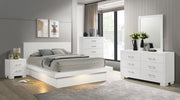 Tampa Furniture Outlet - Coaster - Jessica 5-piece Eastern King LED Bedroom Set Snow White - 202990KE-S5