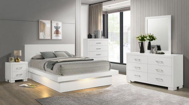Tampa Furniture Outlet - Coaster - Jessica 5-piece Eastern King LED Bedroom Set Snow White - 202990KE-S5