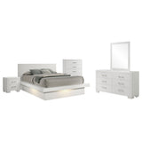 Jessica 5-piece Eastern King LED Bedroom Set Snow White - Tampa Furniture Outlet