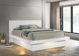 Jessica Wood Eastern King LED Panel Bed Snow White - Tampa Furniture Outlet