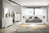 Jessica Wood Eastern King LED Panel Bed Snow White - Tampa Furniture Outlet
