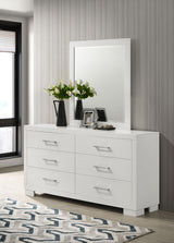 Jessica 6-drawer Dresser with Mirror Snow White - Tampa Furniture Outlet