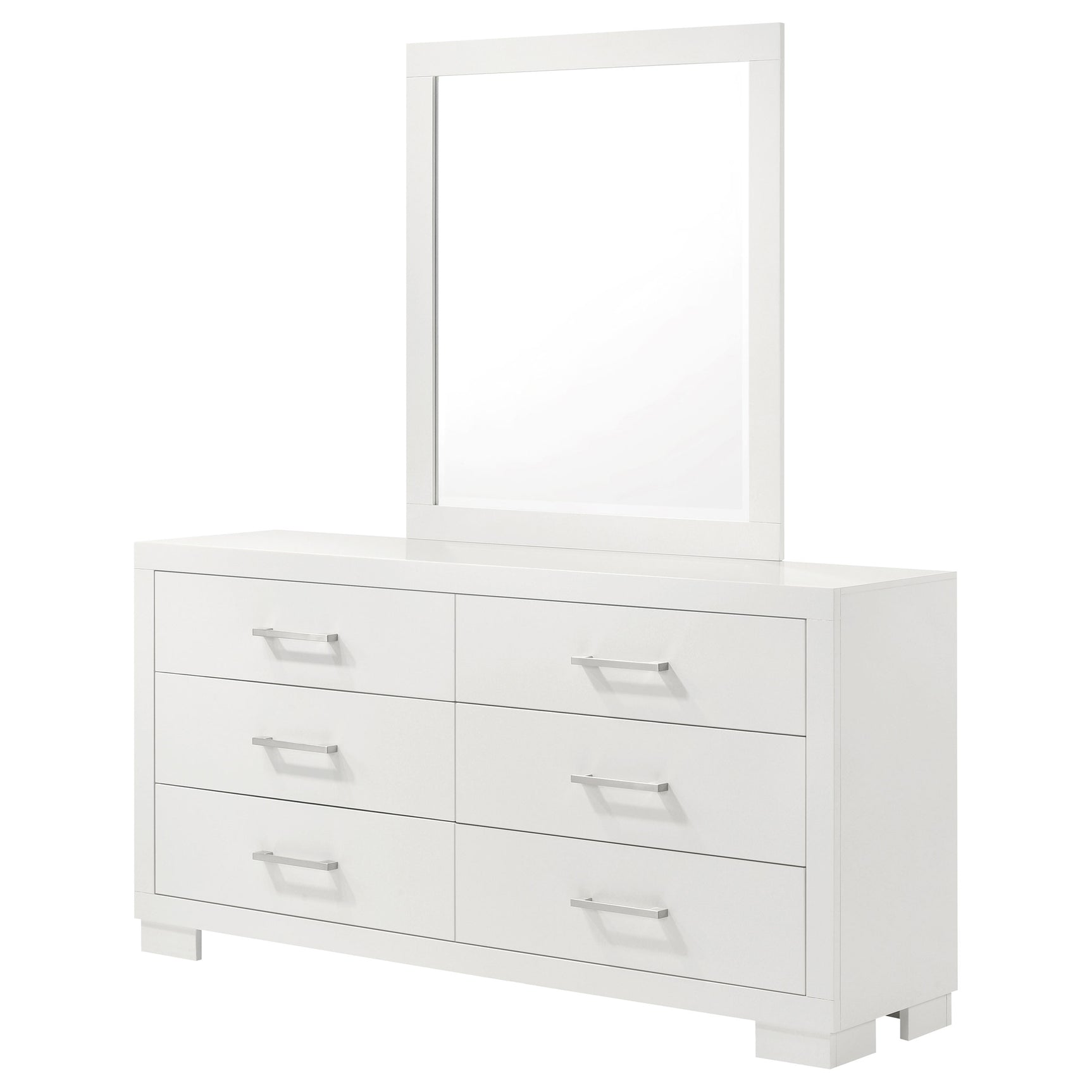 Jessica 6-drawer Dresser with Mirror Snow White - Tampa Furniture Outlet