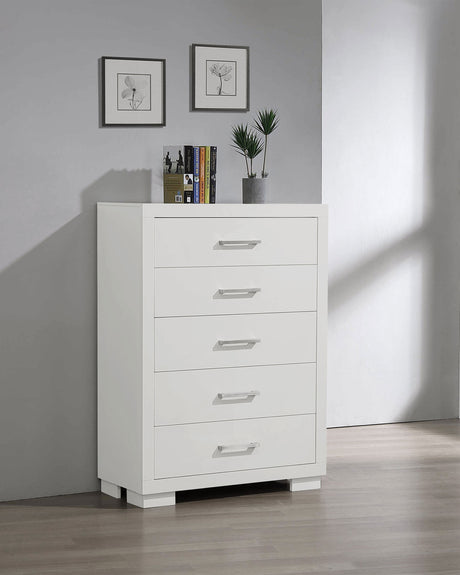 Jessica 5-drawer Bedroom Chest Snow White - Tampa Furniture Outlet