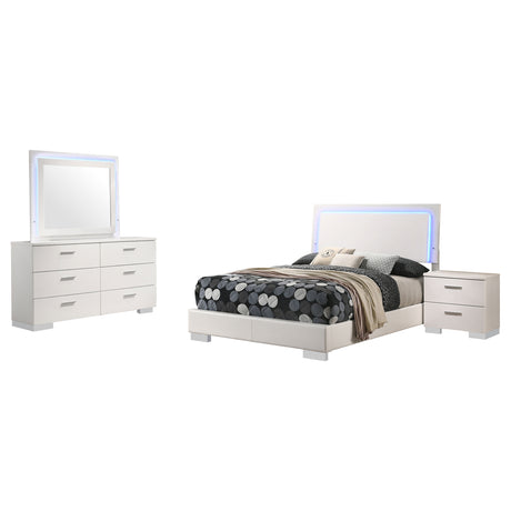Felicity 4-piece Full Bedroom Set White High Gloss - Tampa Furniture Outlet