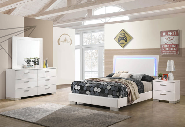 Tampa Furniture Outlet - Coaster - Felicity 4-piece Full Bedroom Set White High Gloss - 203500F-S4
