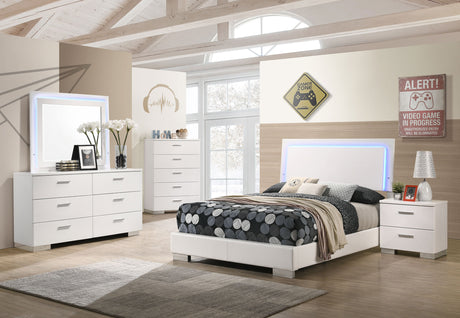 Tampa Furniture Outlet - Coaster - Felicity 5-piece Full Bedroom Set White High Gloss - 203500F-S5L
