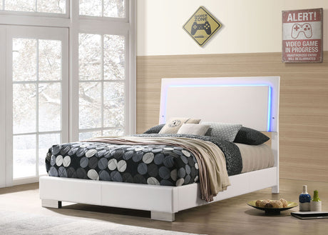 Felicity Wood Full LED Panel Bed White High Gloss - Tampa Furniture Outlet
