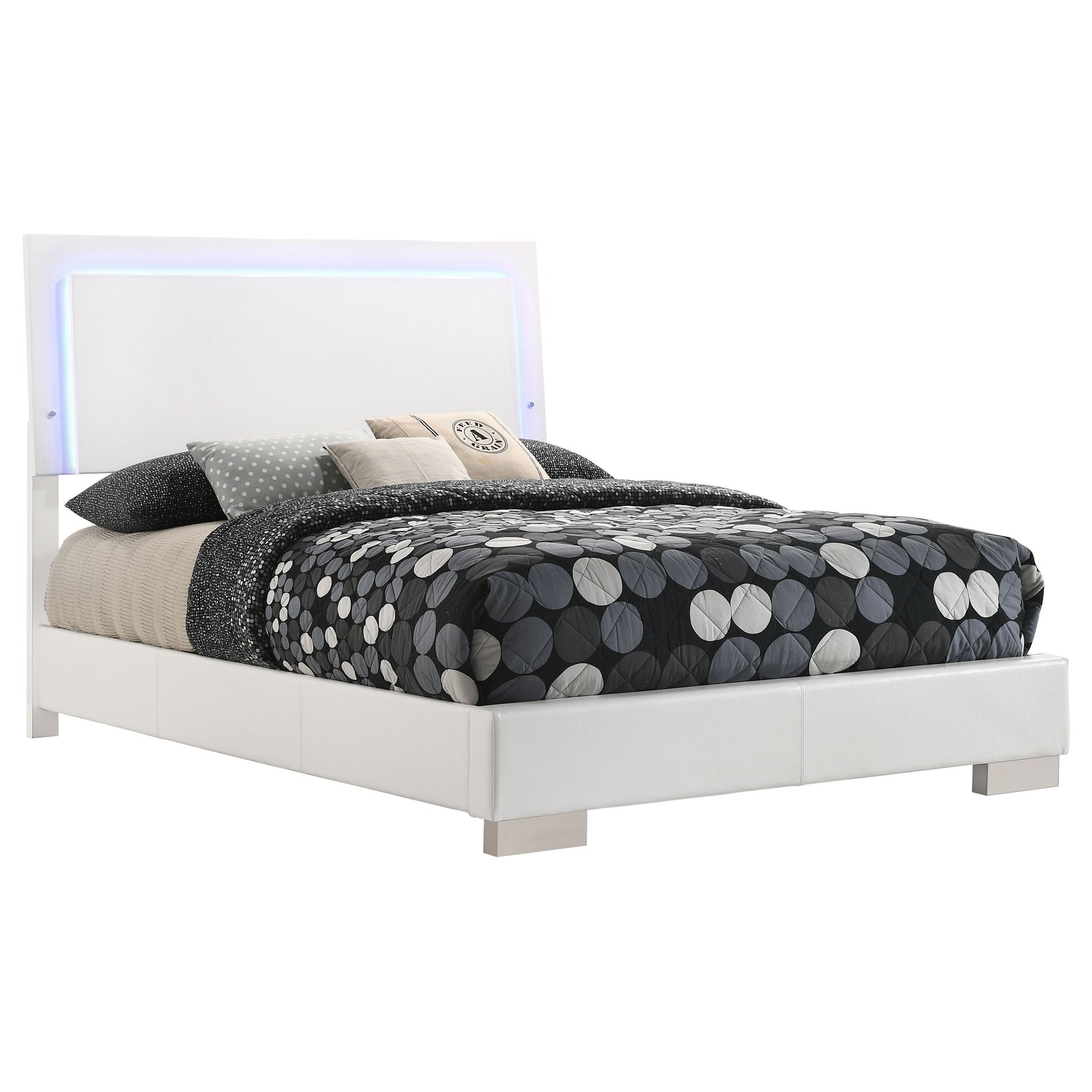 Felicity Wood Full LED Panel Bed White High Gloss - Tampa Furniture Outlet