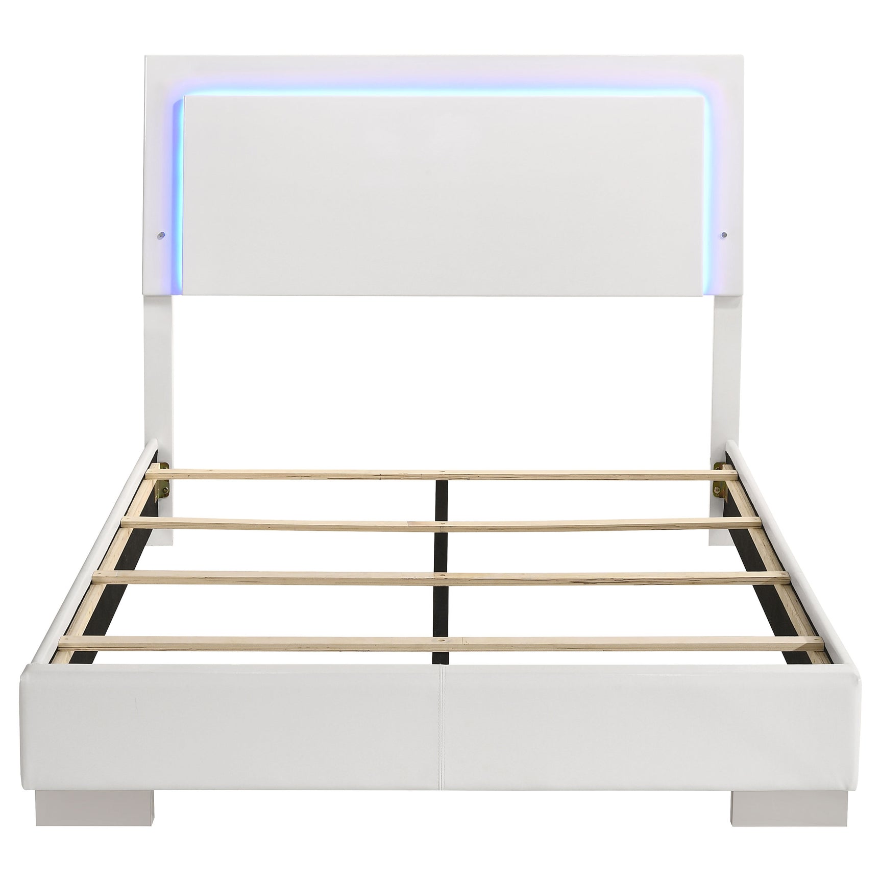 Felicity Wood Full LED Panel Bed White High Gloss - Tampa Furniture Outlet