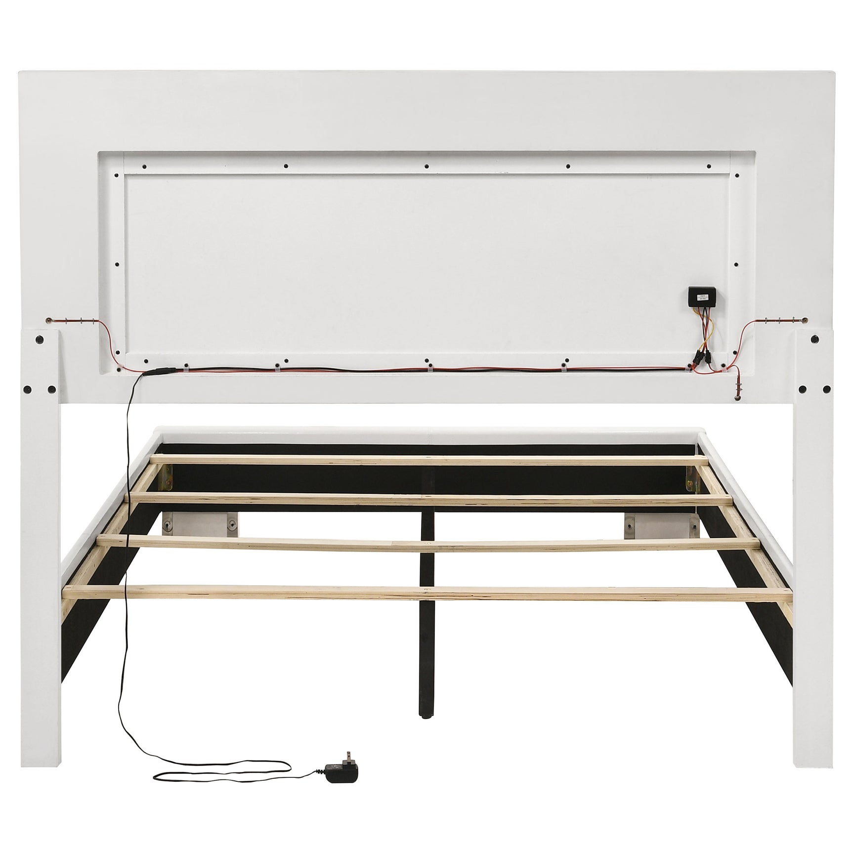 Felicity Wood Full LED Panel Bed White High Gloss - Tampa Furniture Outlet