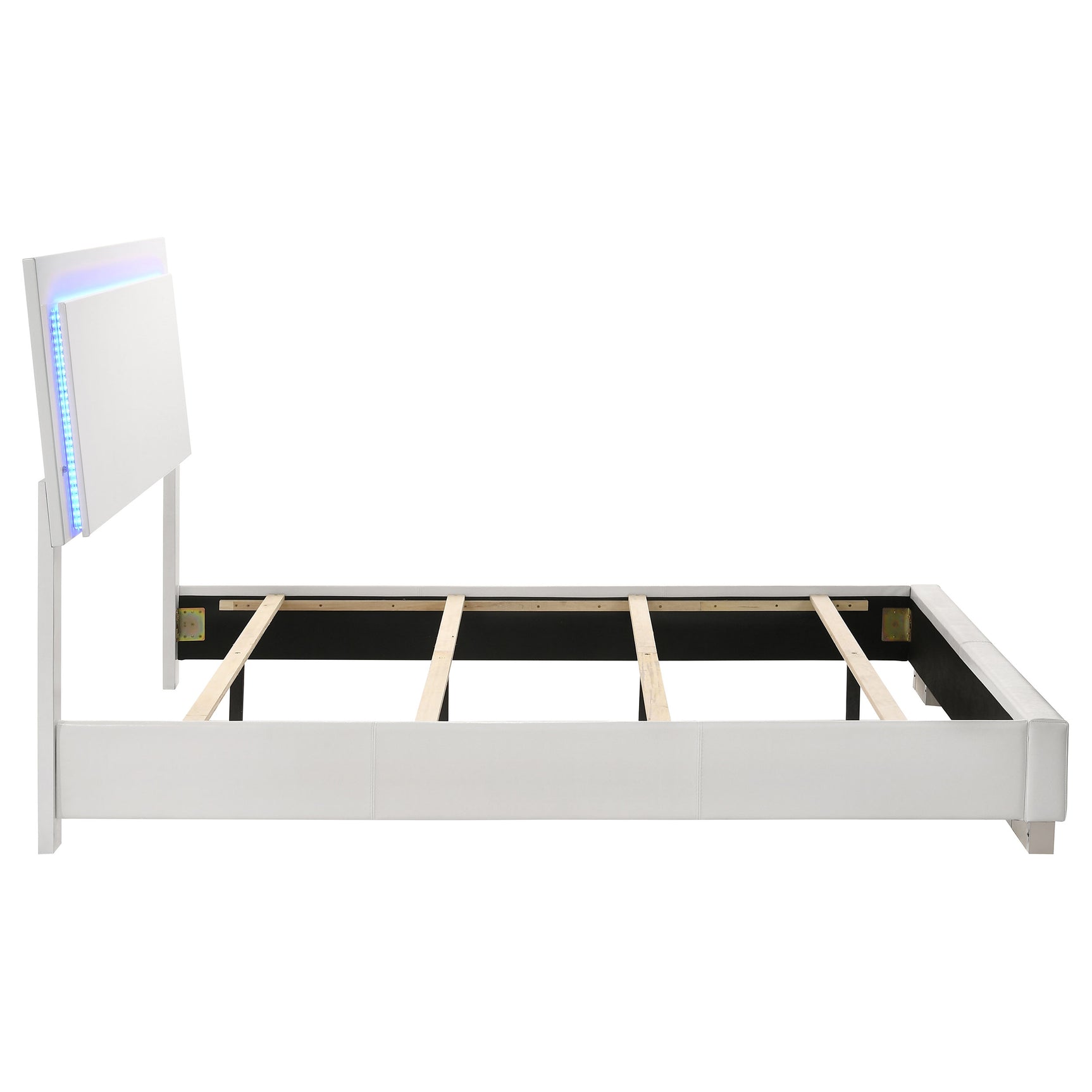 Felicity Wood Full LED Panel Bed White High Gloss - Tampa Furniture Outlet