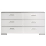 Felicity 5-piece Eastern King Bedroom Set White High Gloss - Tampa Furniture Outlet