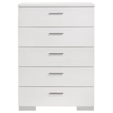Felicity 5-piece Eastern King Bedroom Set White High Gloss - Tampa Furniture Outlet