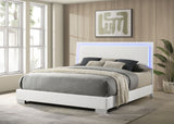 Felicity Wood Eastern King LED Panel Bed White High Gloss - Tampa Furniture Outlet