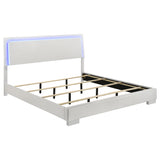 Tampa Furniture Outlet - Coaster - Felicity Wood Eastern King LED Panel Bed White High Gloss - 203500KE