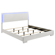Tampa Furniture Outlet - Coaster - Felicity Wood Eastern King LED Panel Bed White High Gloss - 203500KE