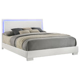 Felicity Wood Eastern King LED Panel Bed White High Gloss - Tampa Furniture Outlet