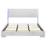Felicity Wood Eastern King LED Panel Bed White High Gloss - Tampa Furniture Outlet