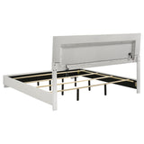 Felicity Wood Eastern King LED Panel Bed White High Gloss - Tampa Furniture Outlet