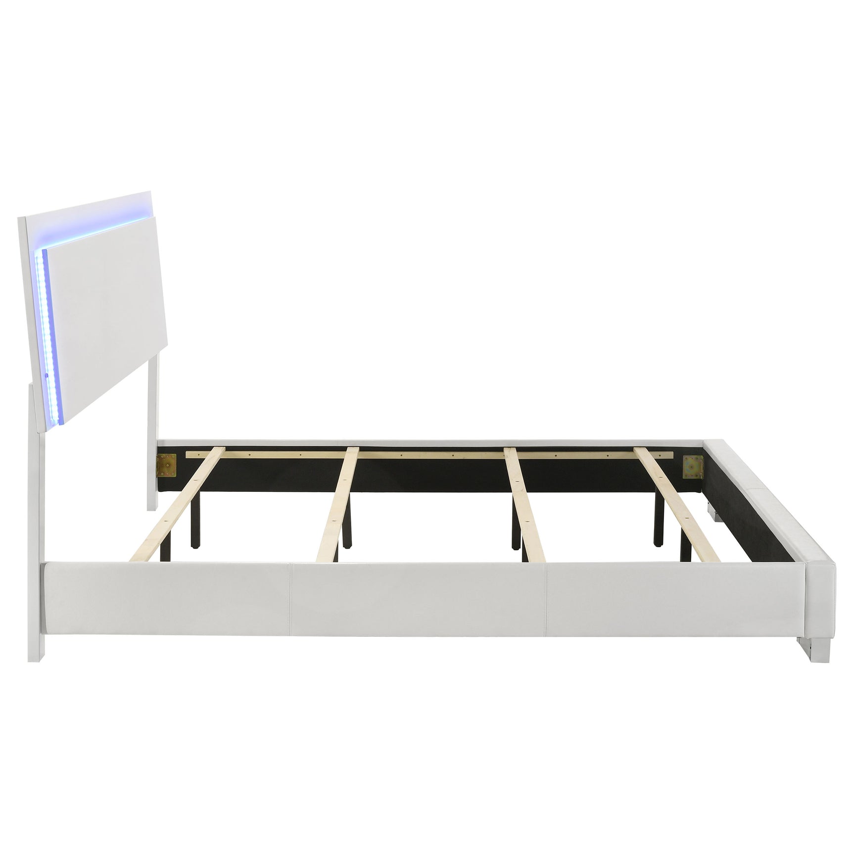 Felicity Wood Eastern King LED Panel Bed White High Gloss - Tampa Furniture Outlet