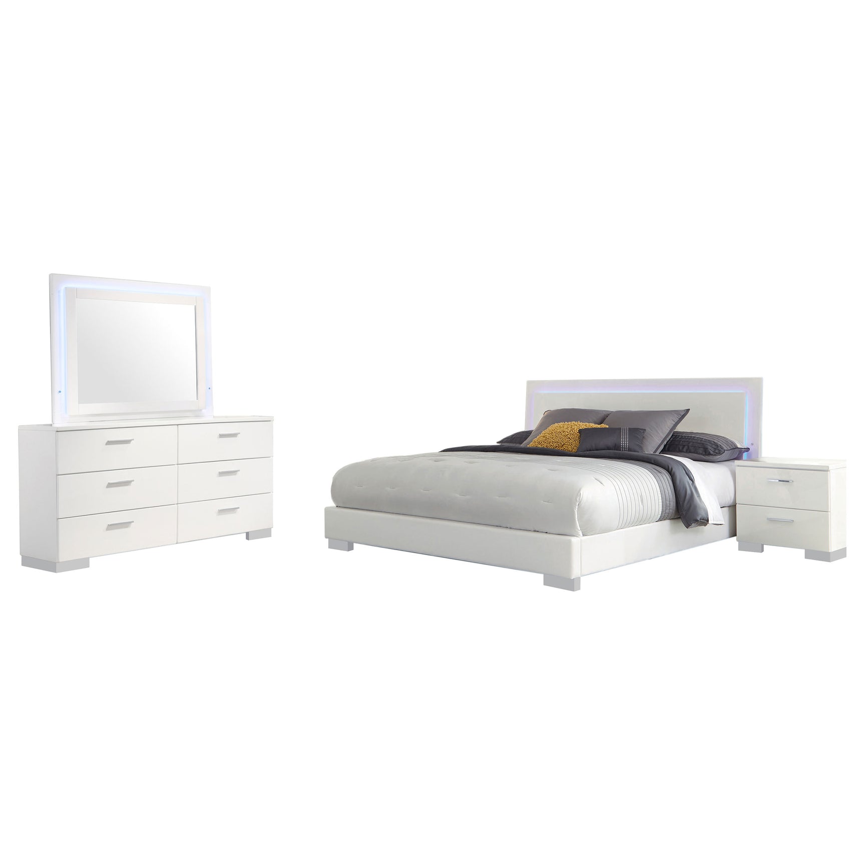 Felicity 4-piece California King Bedroom Set White Gloss - Tampa Furniture Outlet