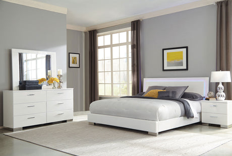 Tampa Furniture Outlet - Coaster - Felicity 4-piece California King Bedroom Set White Gloss - 203500KW-S4