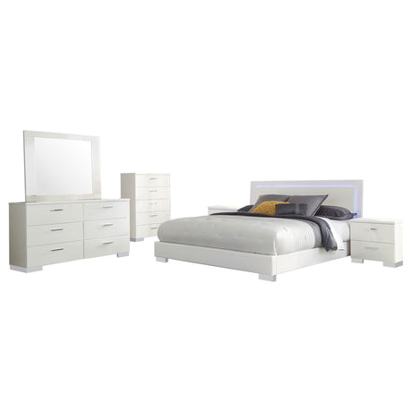 Felicity 6-piece Queen Bedroom Set White High Gloss - Tampa Furniture Outlet