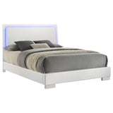 Felicity Wood Queen LED Panel Bed White High Gloss - Tampa Furniture Outlet