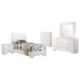 Felicity 5-piece Twin Bedroom Set White High Gloss - Tampa Furniture Outlet