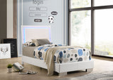 Felicity Wood Twin LED Panel Bed White High Gloss - Tampa Furniture Outlet