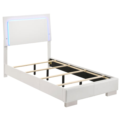 Tampa Furniture Outlet - Coaster - Felicity Wood Twin LED Panel Bed White High Gloss - 203500T
