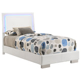 Felicity Wood Twin LED Panel Bed White High Gloss - Tampa Furniture Outlet