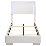 Felicity Wood Twin LED Panel Bed White High Gloss - Tampa Furniture Outlet
