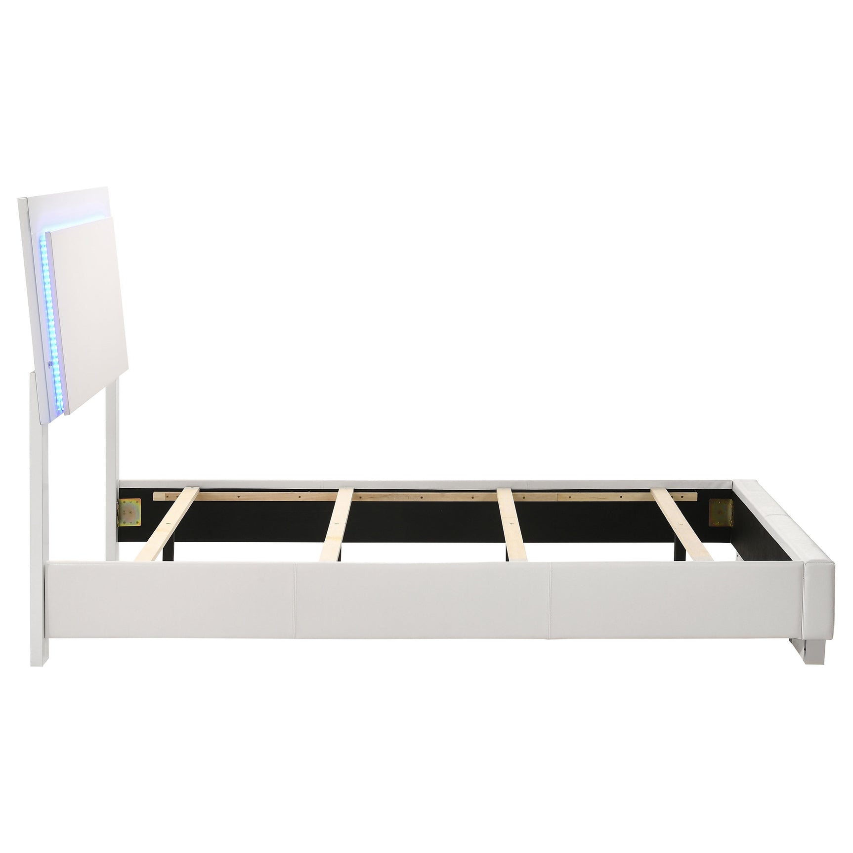 Felicity Wood Twin LED Panel Bed White High Gloss - Tampa Furniture Outlet