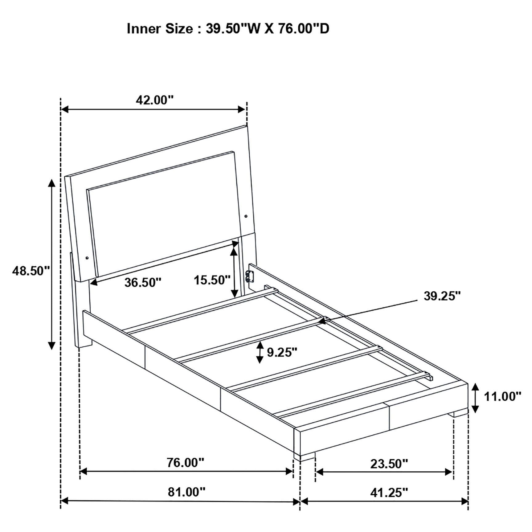 Felicity Wood Twin LED Panel Bed White High Gloss - Tampa Furniture Outlet