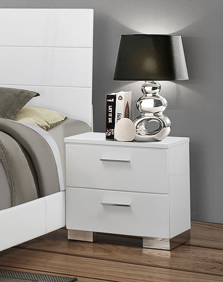 Felicity 2-drawer Nightstand White High Gloss - Tampa Furniture Outlet