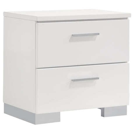 Tampa Furniture Outlet - Coaster - Felicity 2-drawer Nightstand White High Gloss - 203502