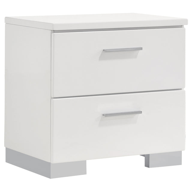 Tampa Furniture Outlet - Coaster - Felicity 2-drawer Nightstand White High Gloss - 203502
