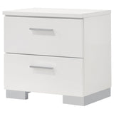 Felicity 2-drawer Nightstand White High Gloss - Tampa Furniture Outlet